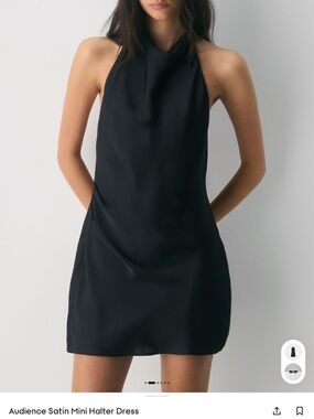 Aritzia Audience Satin Mini Halter Dress - Black